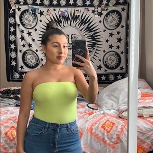 Neon green tube top